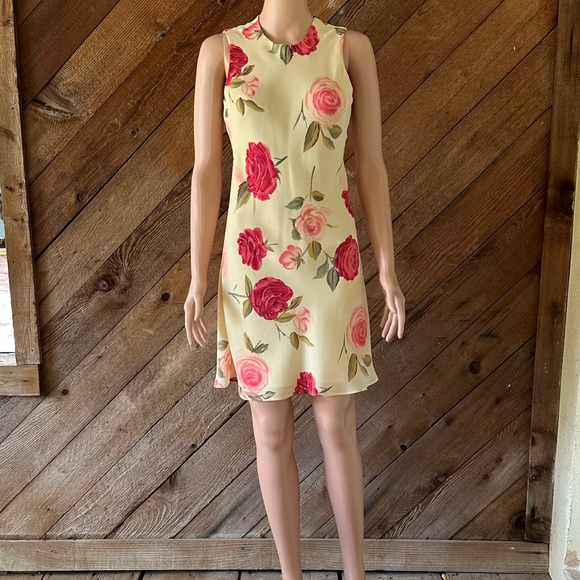 Vintage 90s Floral Sleeveless Mini Dress - Picture 1 of 11